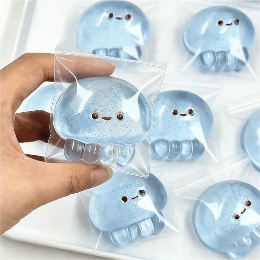 Cute Jellyfish Squishy Toy – Soft Translucent Glitter Fidget Stress Toy-12 Pack