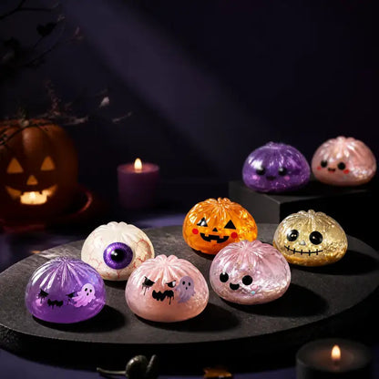 Halloween Soft Squishy Glitter Pumpkin Kids Toy - 12 Pack Assorted